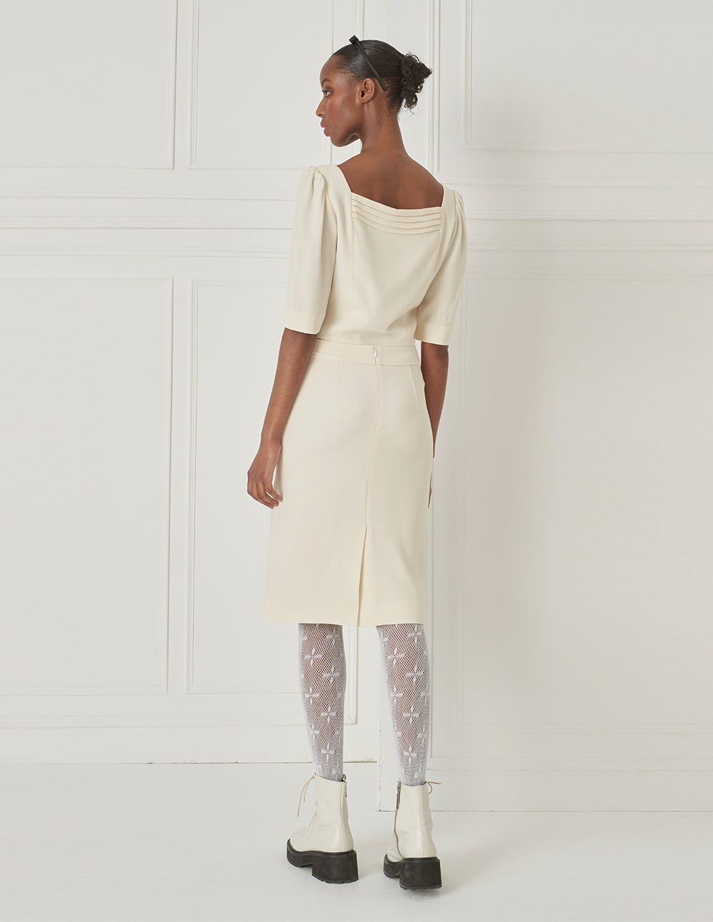 BORA AKSU Triacetate French Vintage Square Neck Puff Sleeve Bolero Top