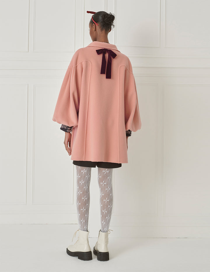 BORA AKSU Retro Oversized Lantern Sleeve Bow Cape Coat
