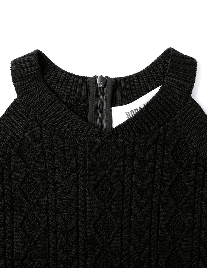 BORA AKSU Puff-Sleeved Houndstooth Contrast Wool Patchwork Dress