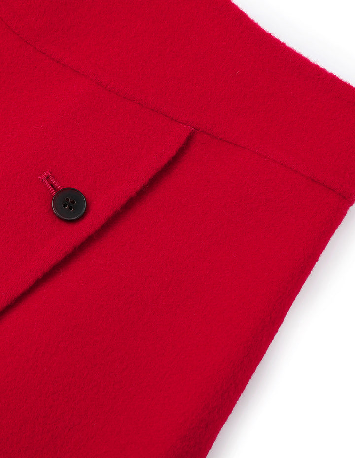 BORA AKSU Red A-Line Woollen Oblique Buttons Skirt