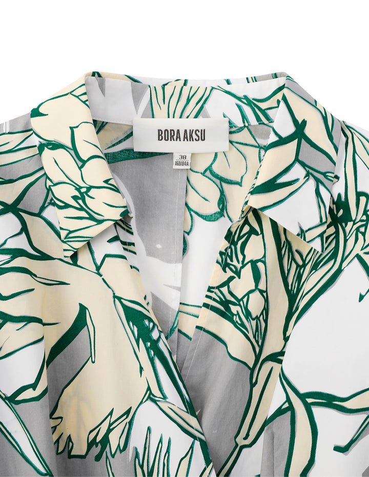 BORA AKSU Elegant Print Shirt Wrap Dress