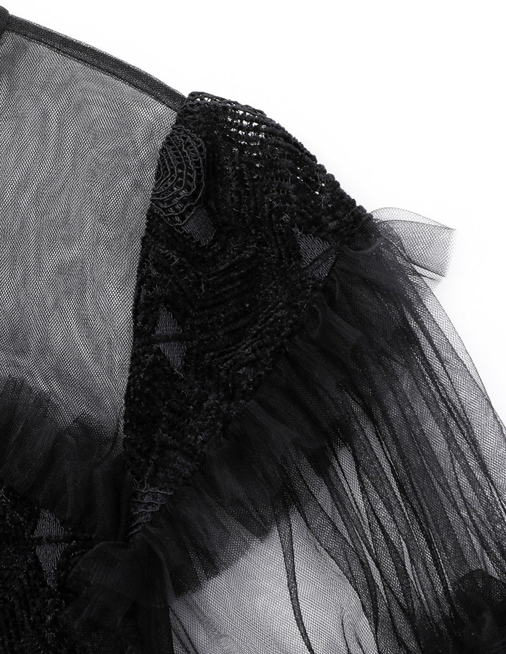 BORA AKSU Tulle-Panelled Lace Pleated Dress