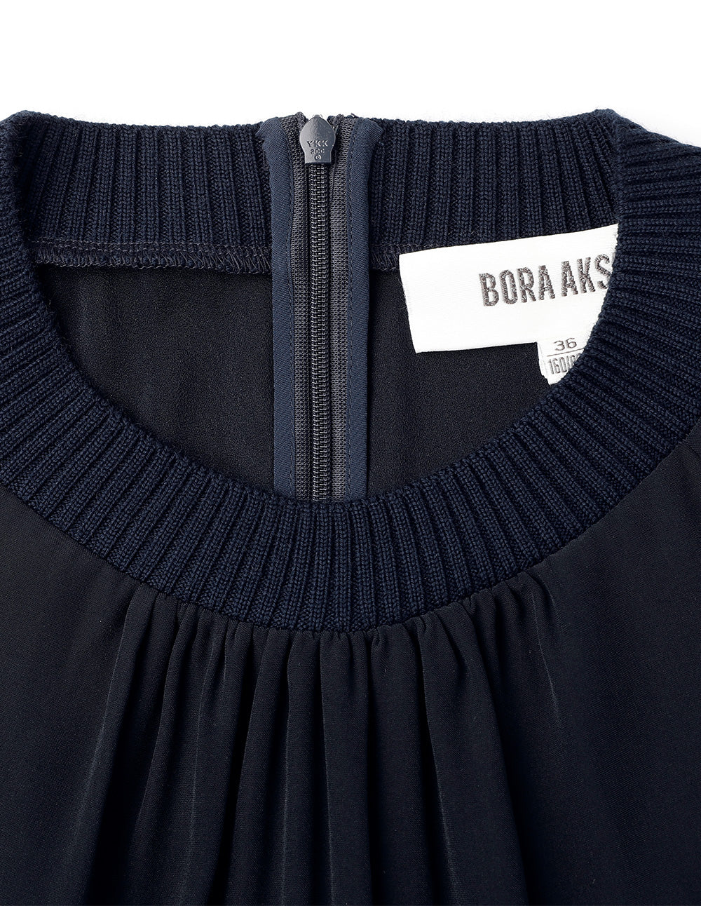 BORA AKSU French Puff Sleeve Elegant Pleated Knit Woven Dress
