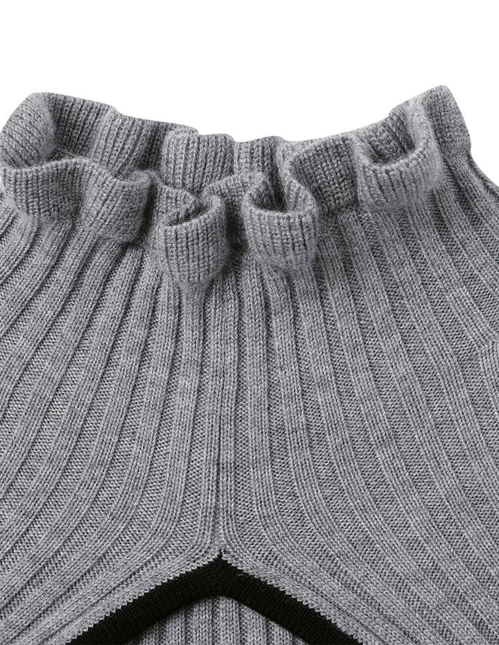 BORA AKSU Lace Stand Collar Waisted Wool Dress