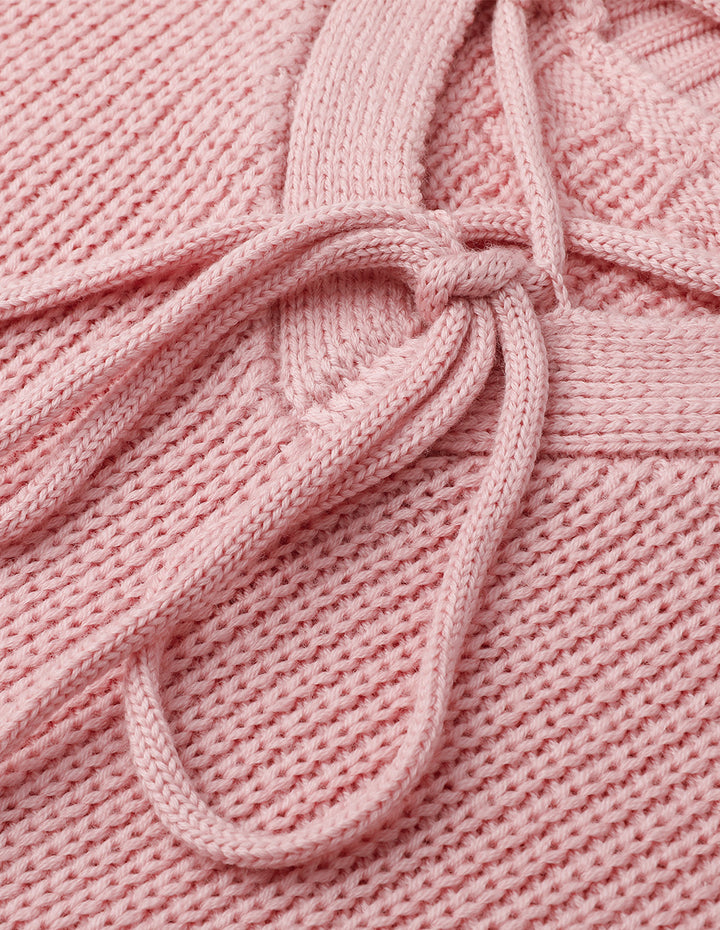 BORA AKSU Sweet Pink Cutout Lace-Up Wool-Knit Sweater