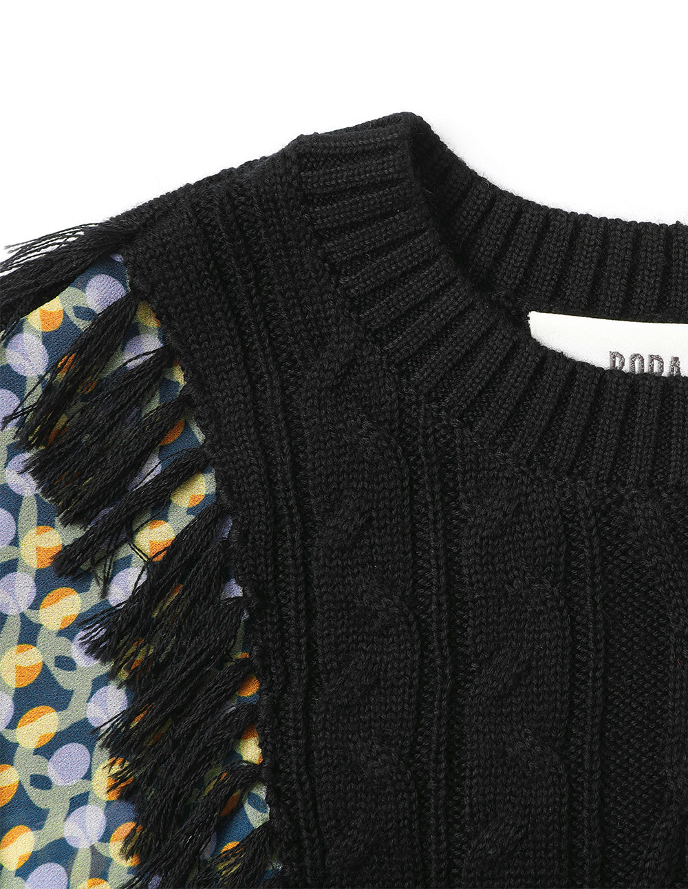 BORA AKSU Lace-Embellished Sleeve Knit Woven And Printed Top