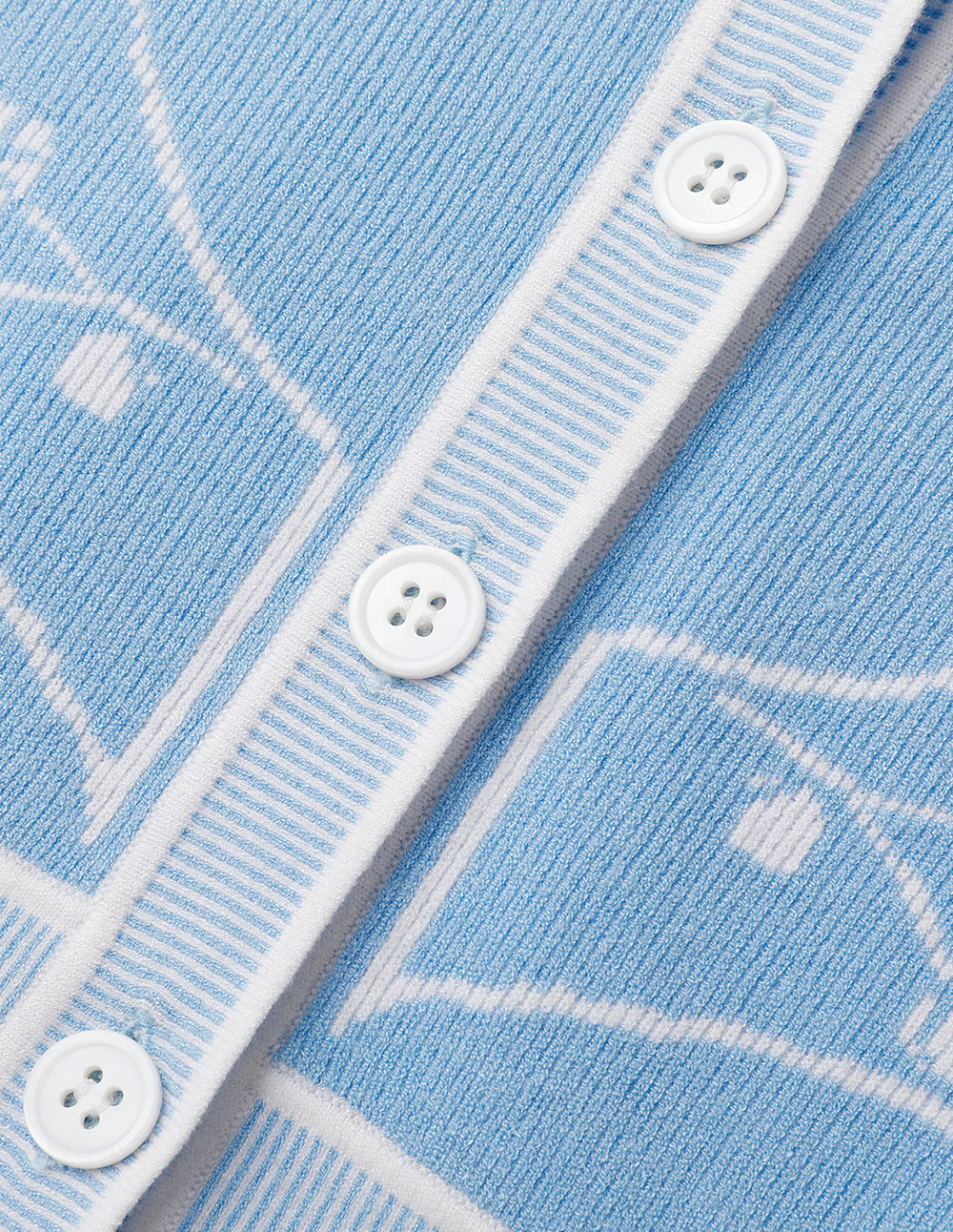 BORA AKSU Light Blue Jacquard V-Neck Short-Sleeve Knitted Cardigan