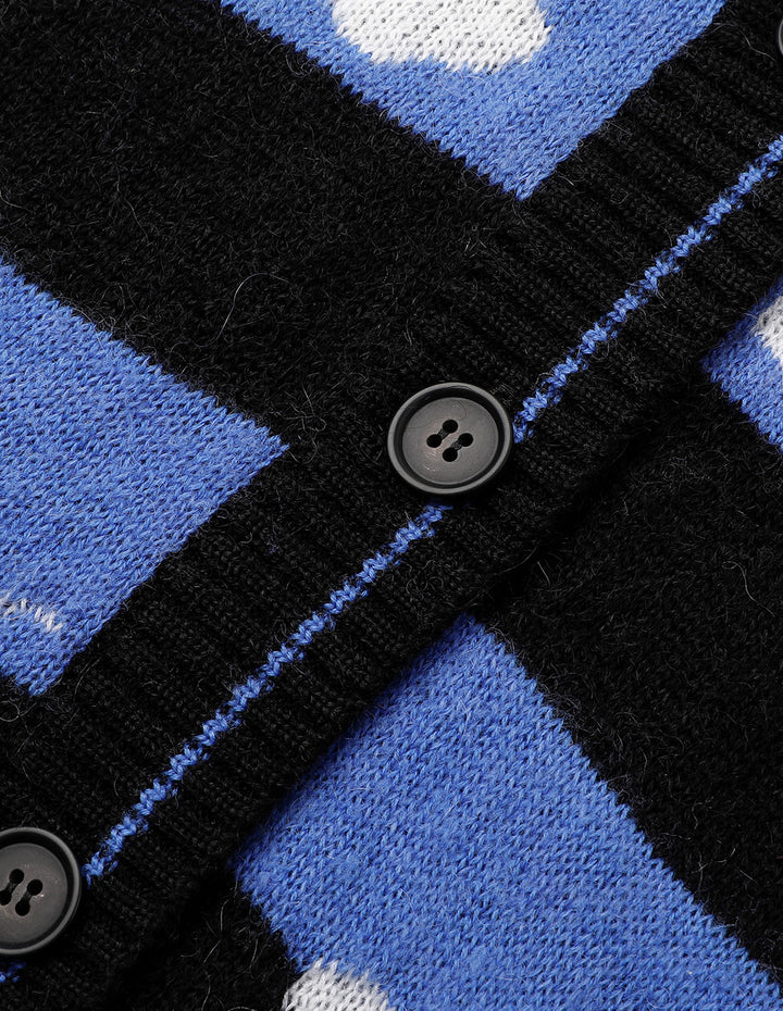 BORA AKSU Mohair Jacquard V-Neck Knitted Cardigan