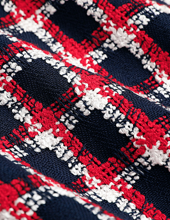 BORA AKSU Red And Blue Check Tweed Suit Skirt