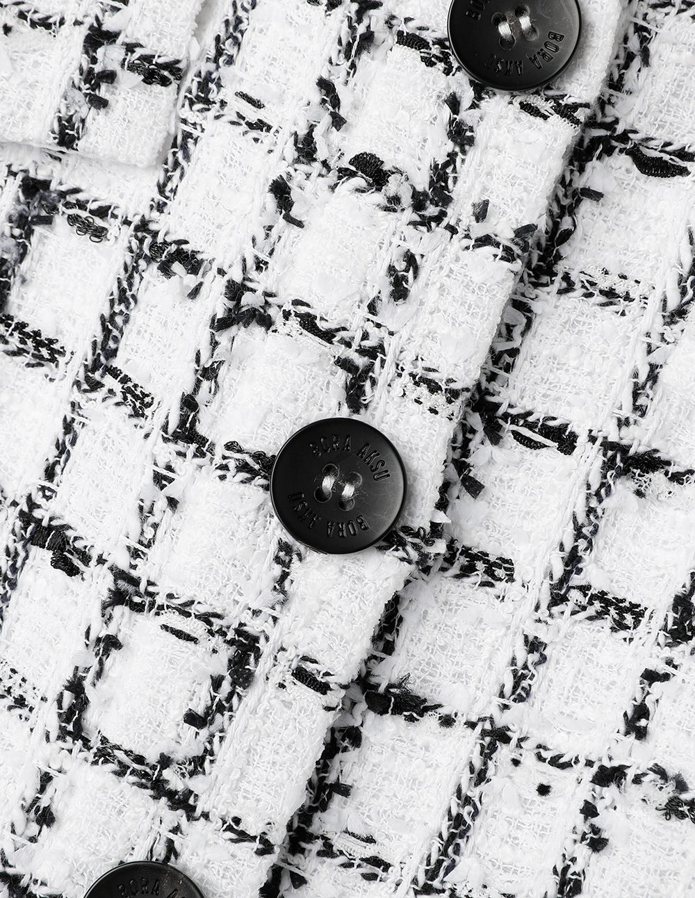 BORA AKSU Black And White Check Tweed Formal Dress
