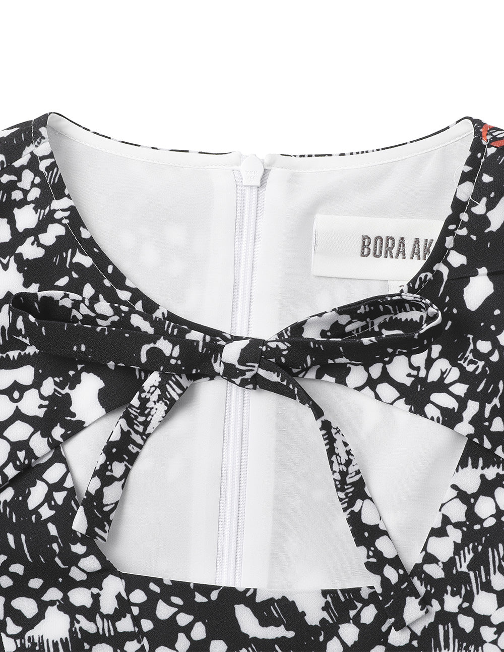 BORA AKSU Temperament Hollow Collar Puff Sleeve Lace Print Dress