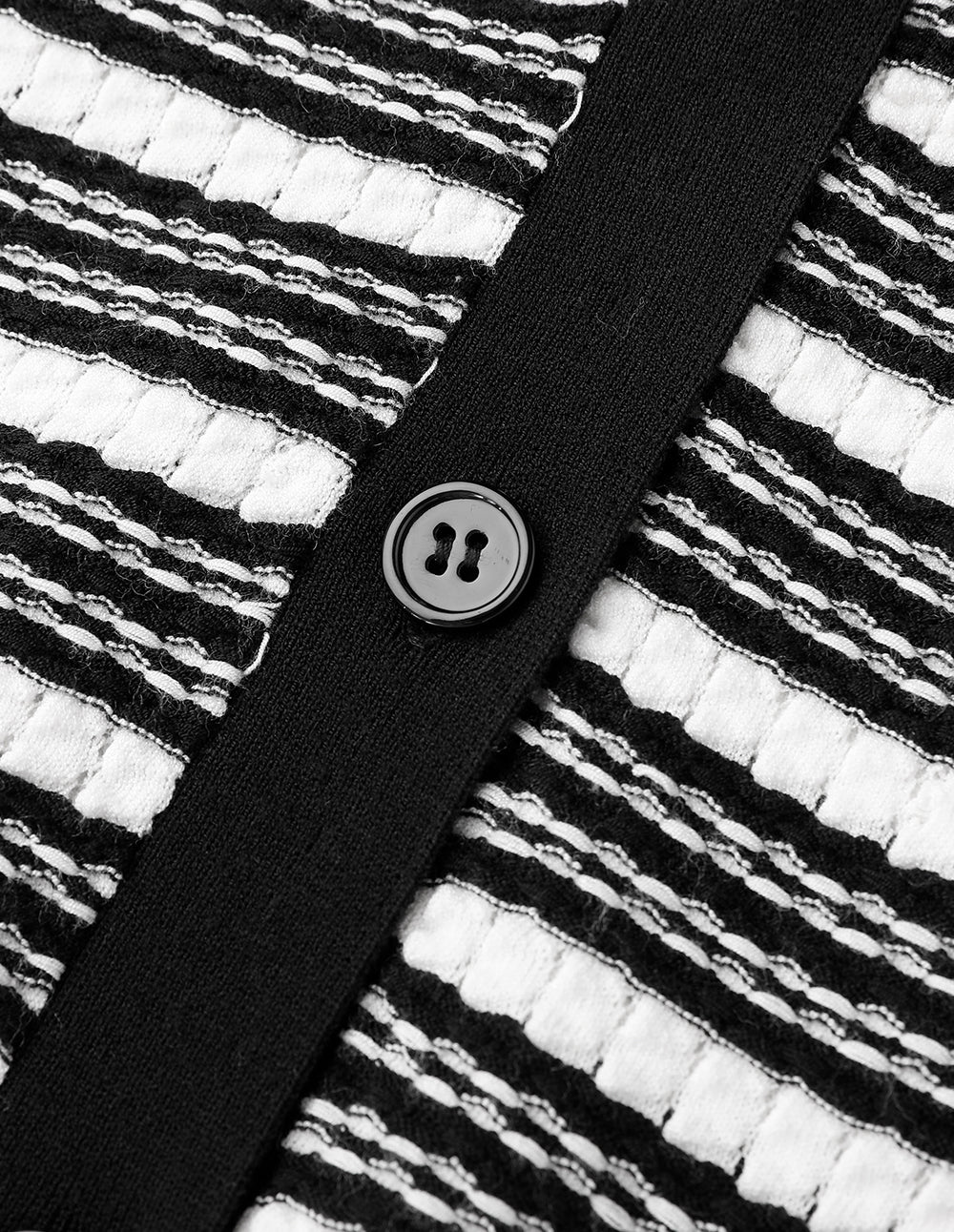 BORA AKSU V-Neck 3/4 Sleeve Black And White Striped Knitted Cardigan