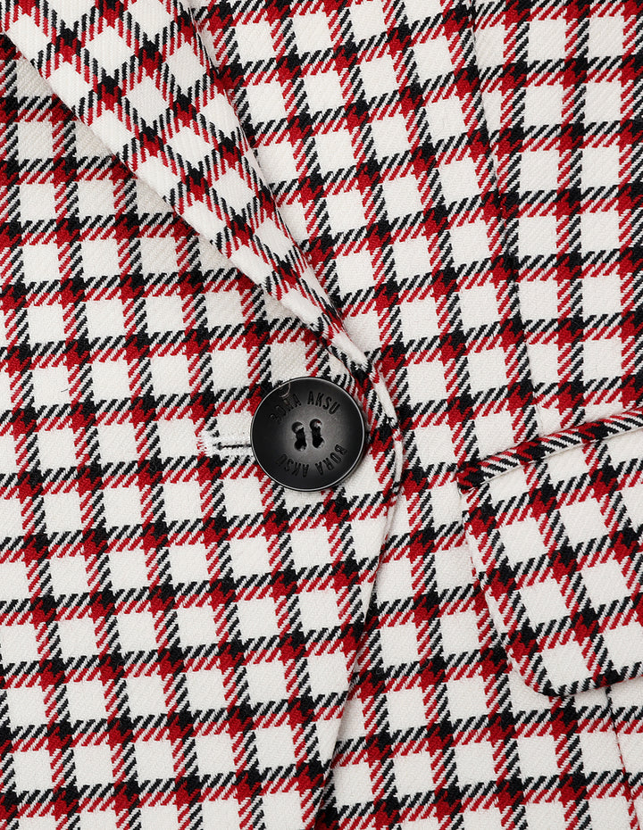BORA AKSU Checked Lapel Double-Breasted Blazer