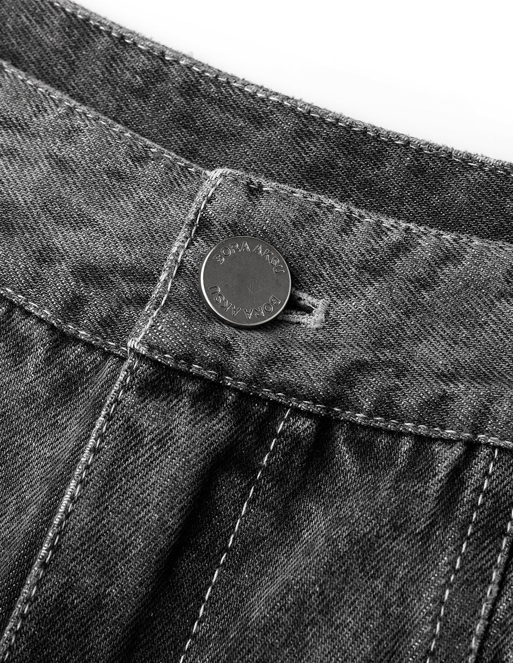 BORA AKSU Washed Grey Simple Loose Wide-Leg Jeans