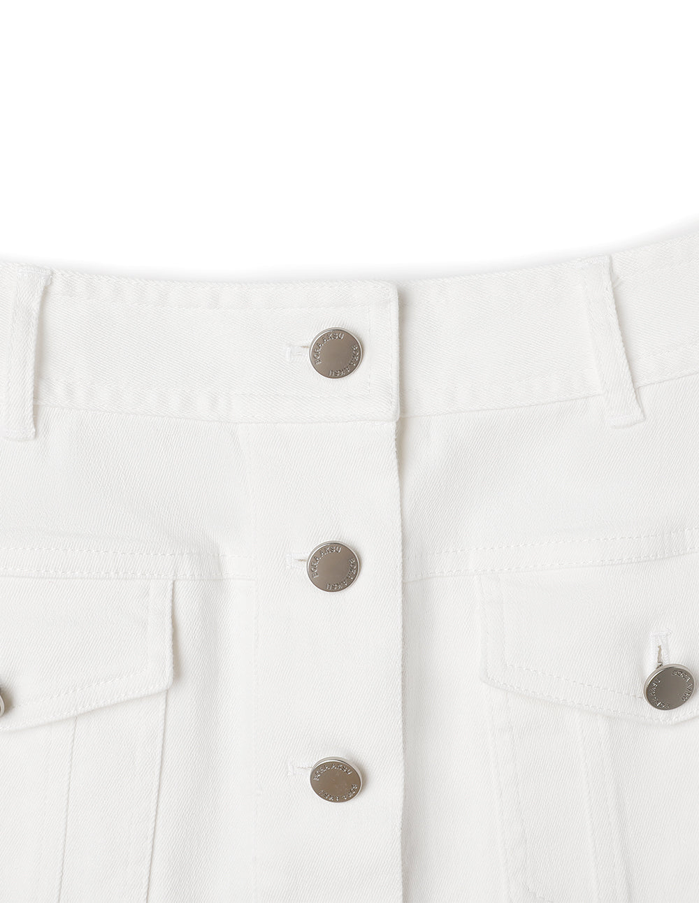 BORA AKSU A-Line Patch Pockets Washed White Denim Skirt