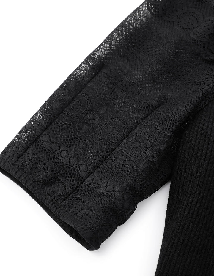 BORA AKSU Lace Puff Sleeve Halter Neck Knitted Dress