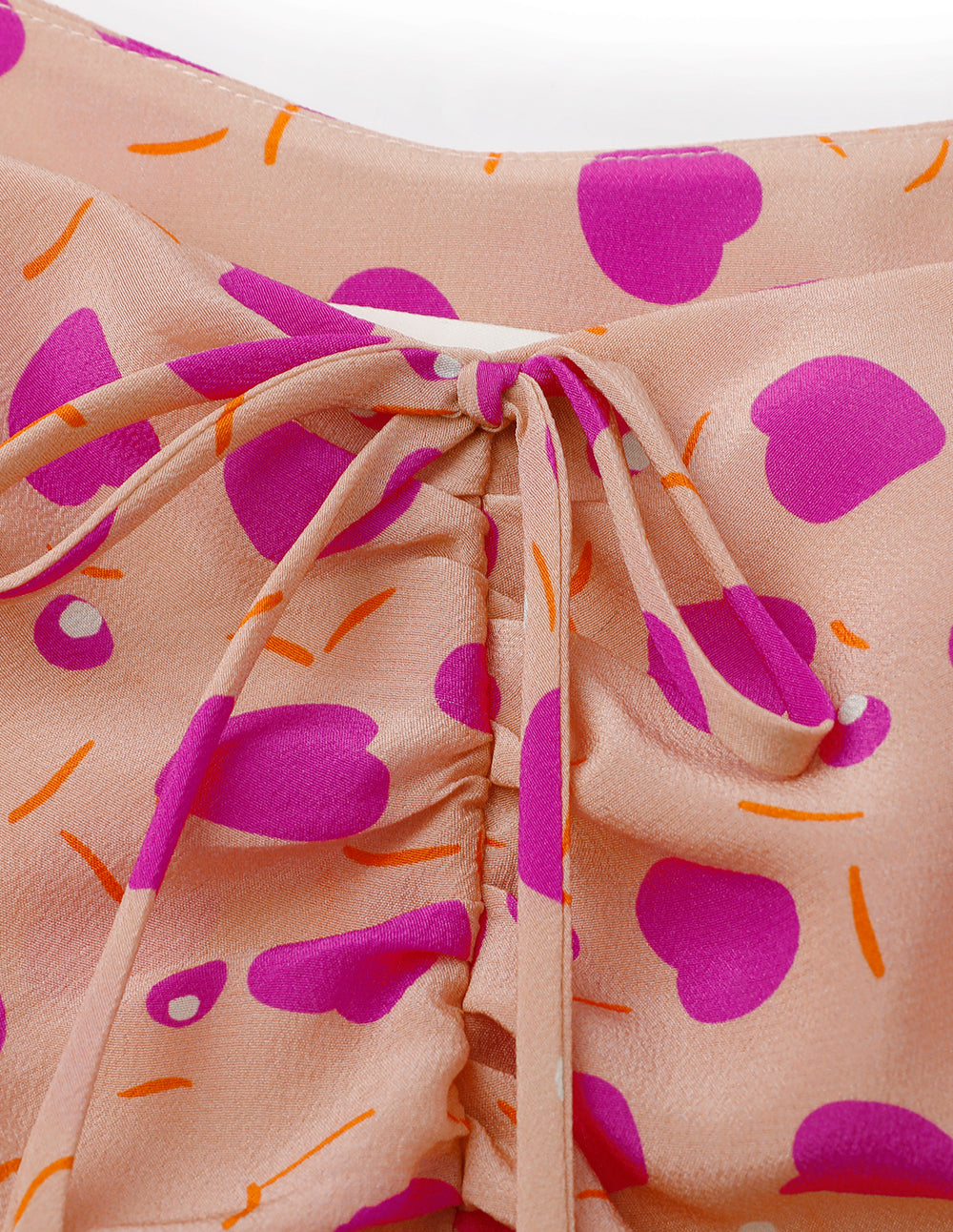 BORA AKSU Vintage Sweet Drawstring Silk Print Top