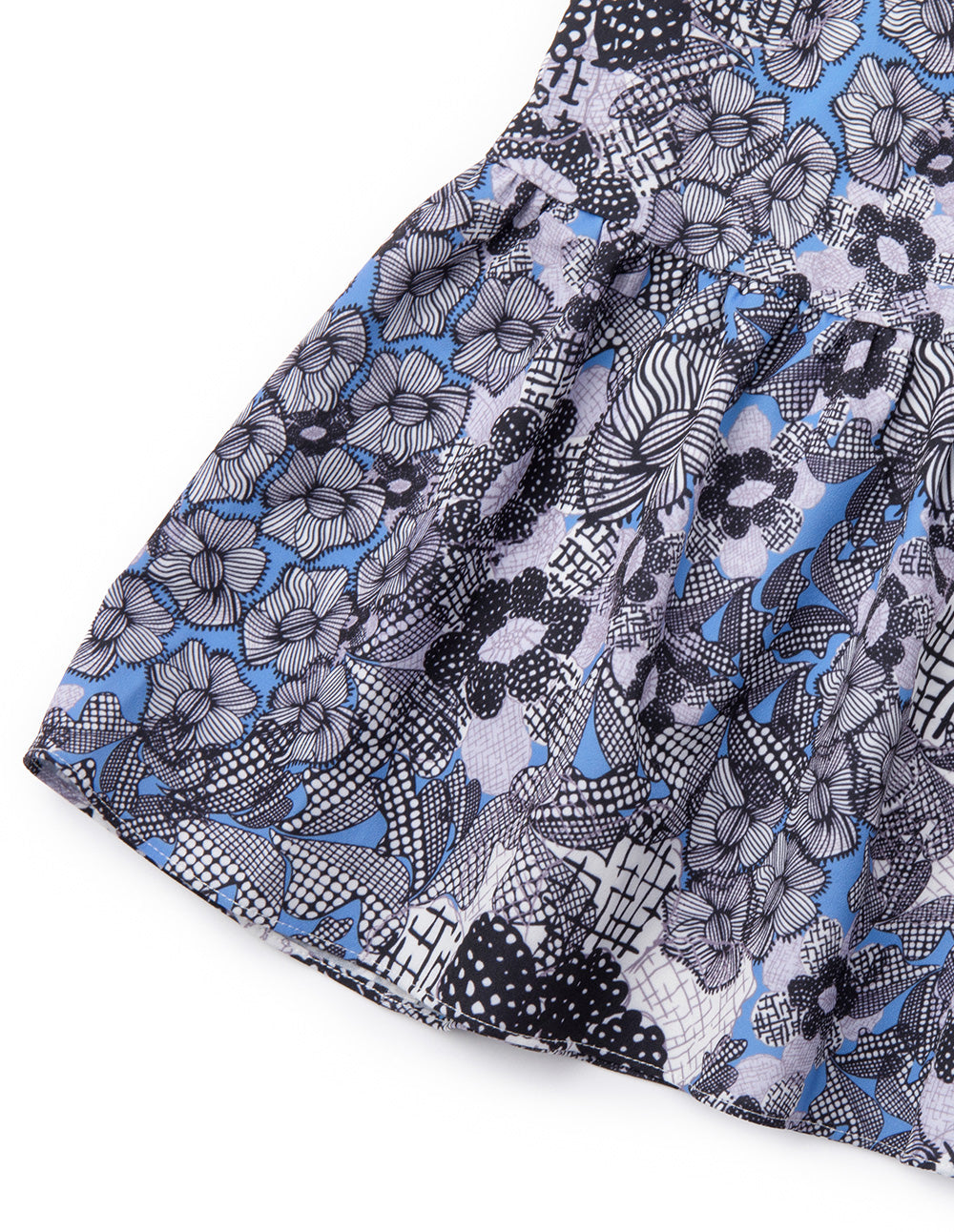 BORA AKSU Diamond Neck Print Pleated Neck Dress