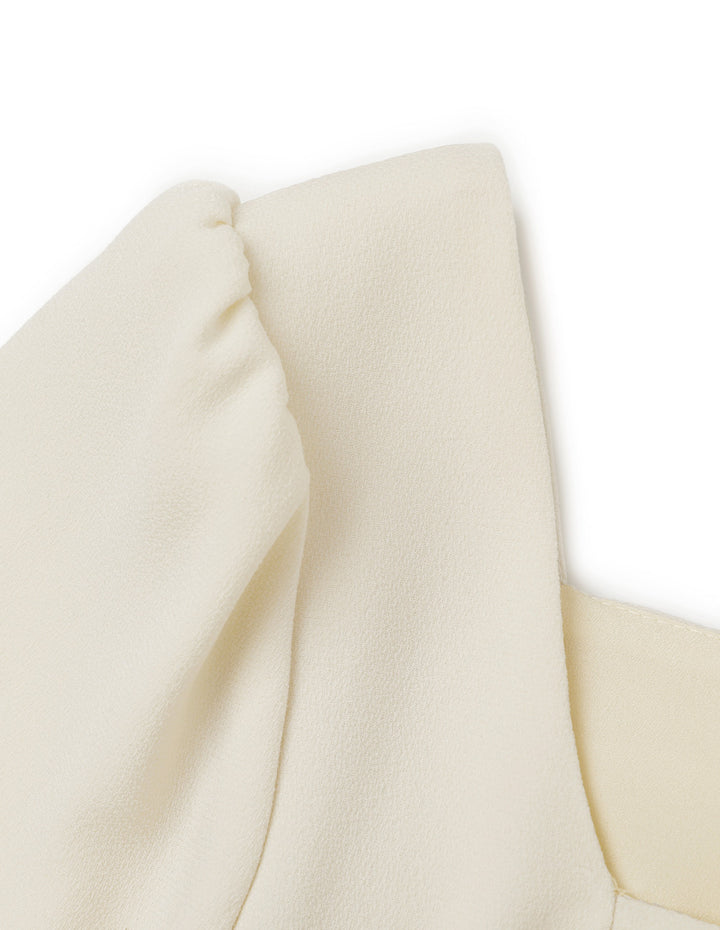 BORA AKSU Triacetate French Vintage Square Neck Puff Sleeve Bolero Top