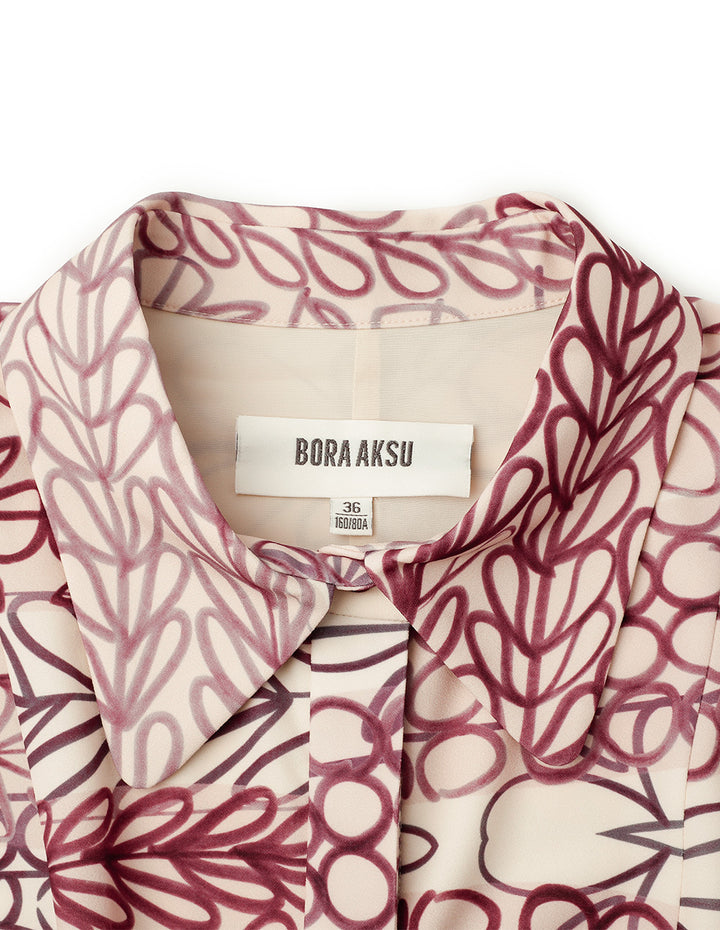 BORA AKSU Puff-Sleeve Shirt Pleated Printed Long-Sleeve Dress