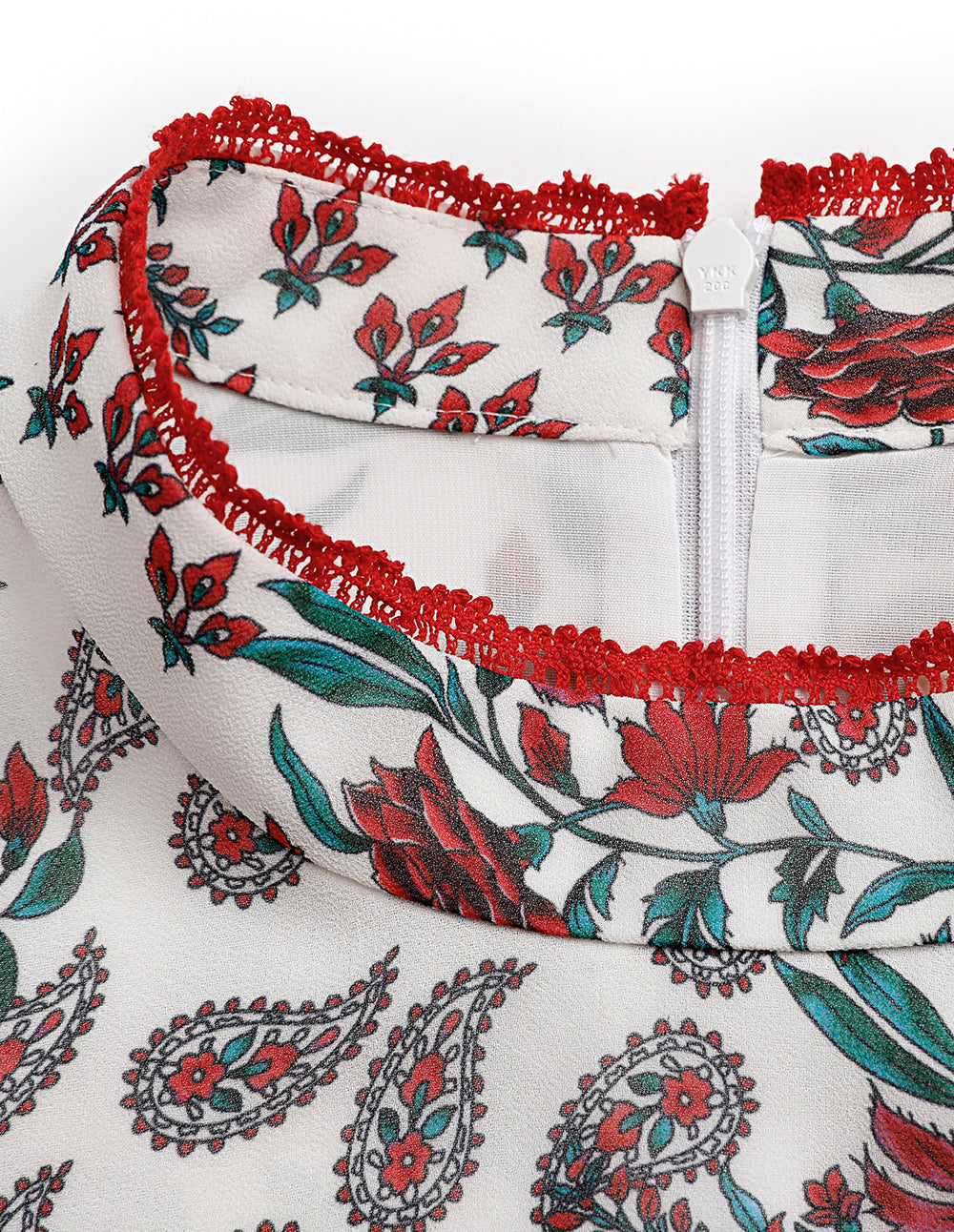 BORA AKSU Sweet Shortcollar Puff Sleeve Paisley Print Dress