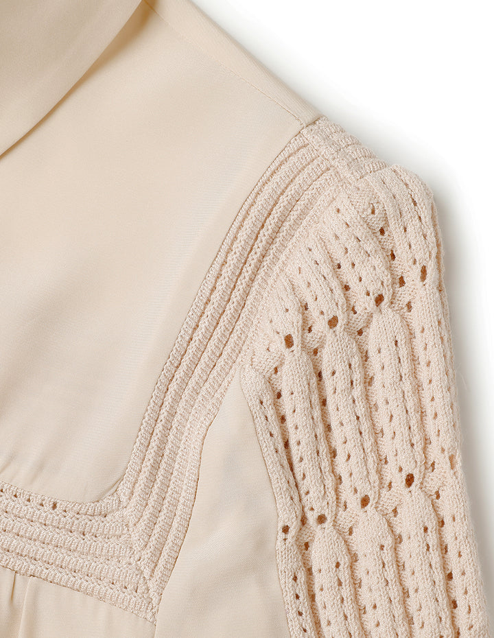 BORA AKSU Acetate Puff Sleeve French Shirt Top