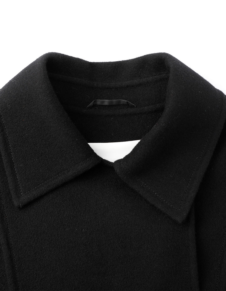 BORA AKSU Lapel-Collar Double-Breasted Reversible Wool Cape In Silk Blend