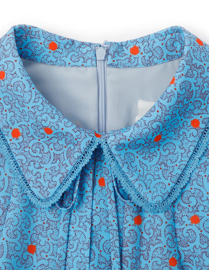 BORA AKSU Puff Sleeve Peter Pan Collar Ruffle Skirt Dress