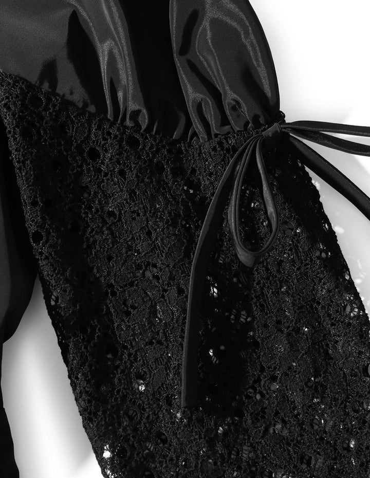 BORA AKSU Slightly Sheer Puff Sleeve Square Neck Dress