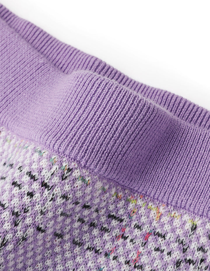 BORA AKSU Cloud Violet  Vintage Plaid Tweed Skirt