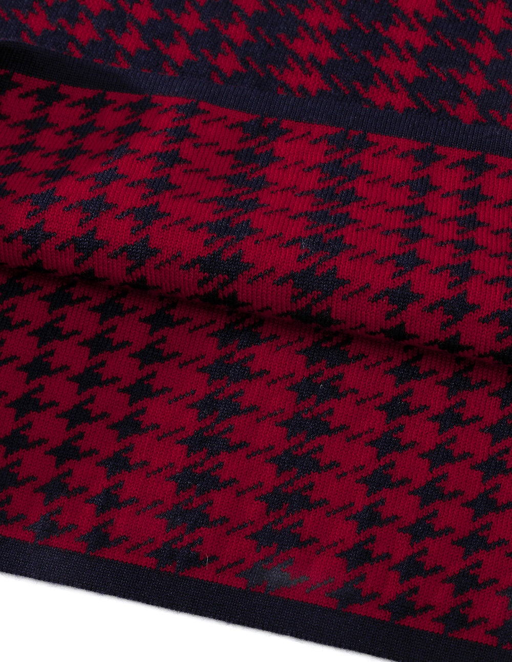 BORA AKSU Red And Black Houndstooth Wool Knitted Skirt