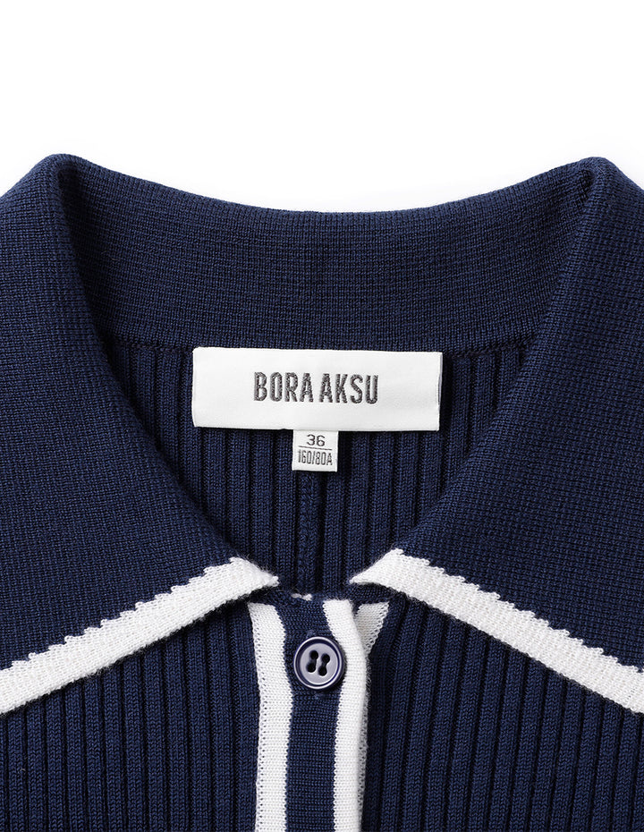 BORA AKSU Small Lapels Half-Front Pleated Wool Dress