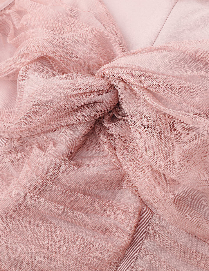 BORA AKSU Ballet Style Twisted Mesh Pleated Hem Short Top