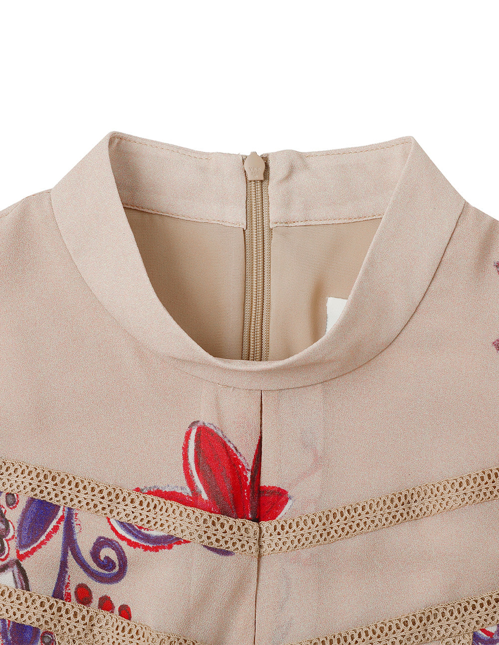 BORA AKSU French Sweet Stand-Up Collar Puff Sleeve Printed Dress