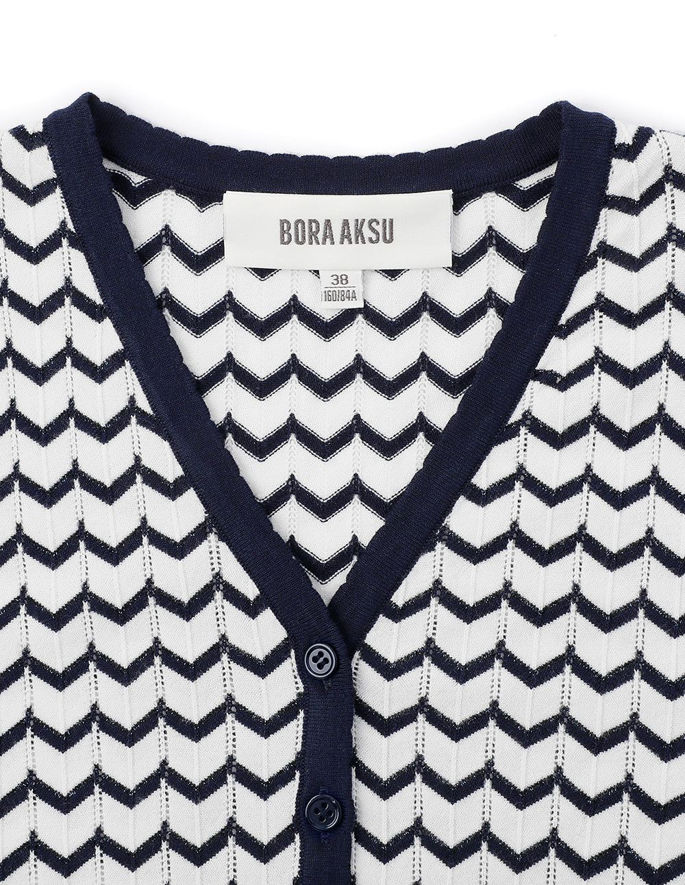 BORA AKSU Blue And White Striped V-Neck Knit Dresses