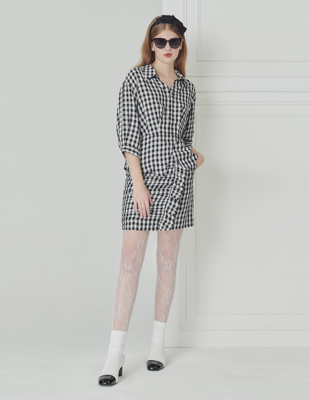 BORA AKSU Black And White Check Slim Shirt