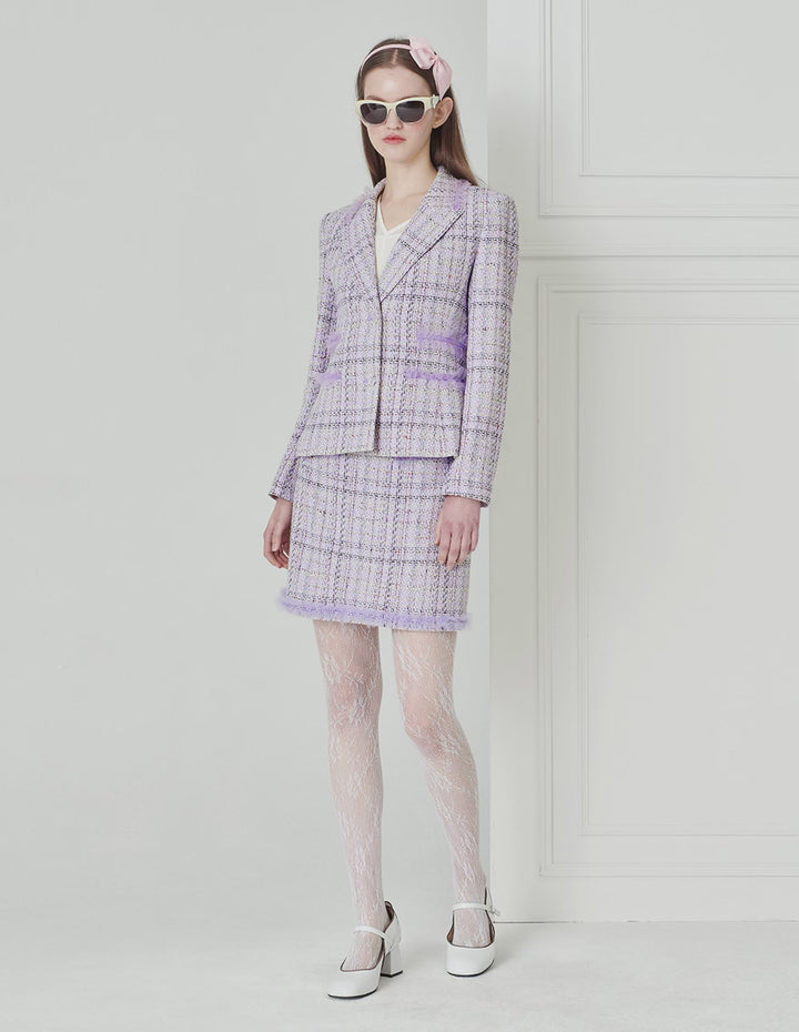 BORA AKSU Sweet Lilac Tweed Suit Skirt