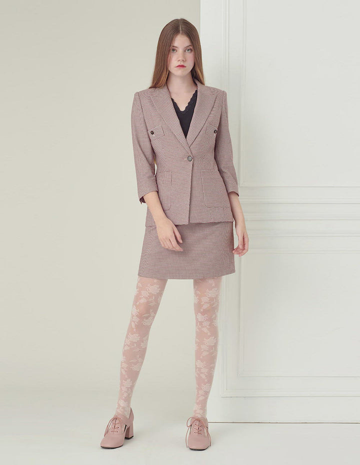 Classic slim fit houndstooth skirt