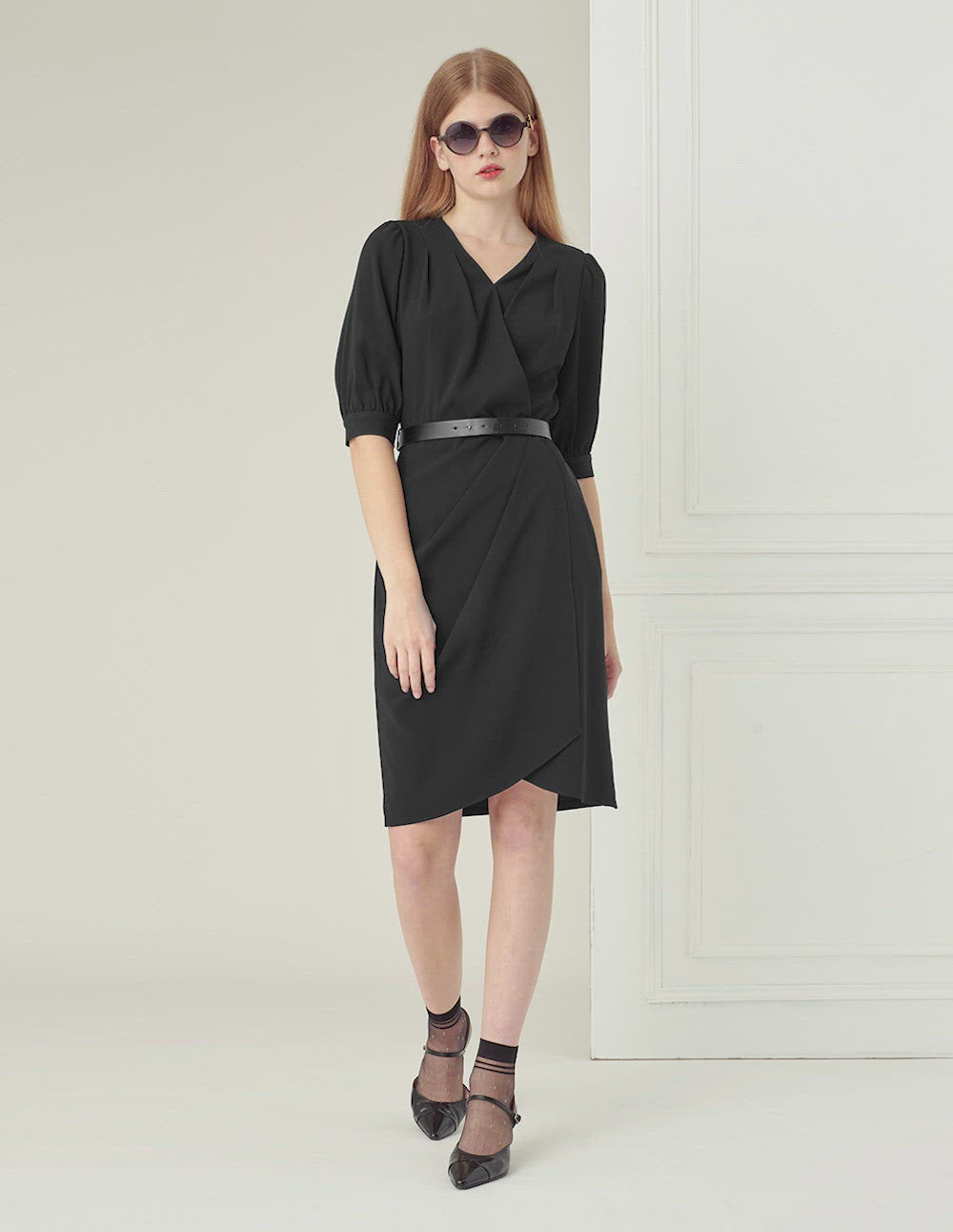 BORA AKSU Asymmetrical Belted Wrap Dress