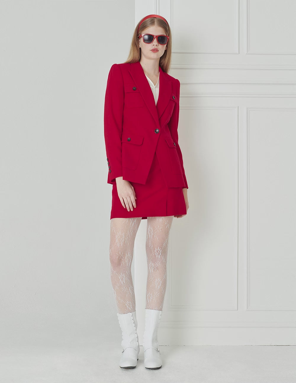 BORA AKSU Cherry Red Sheep's Wool Skirt