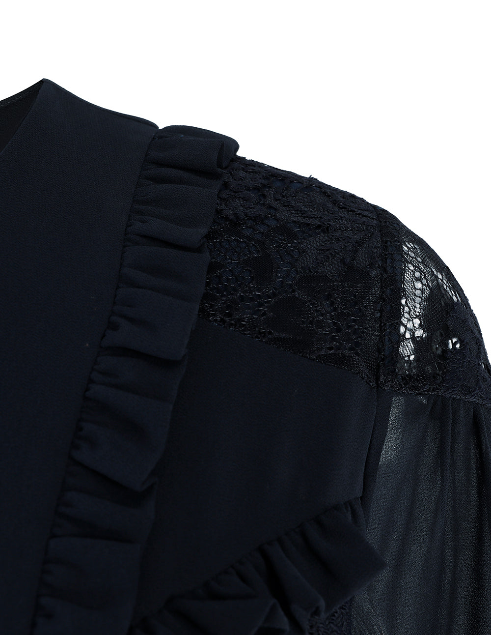 BORA AKSU Navy Blue Lace Stitching Dress