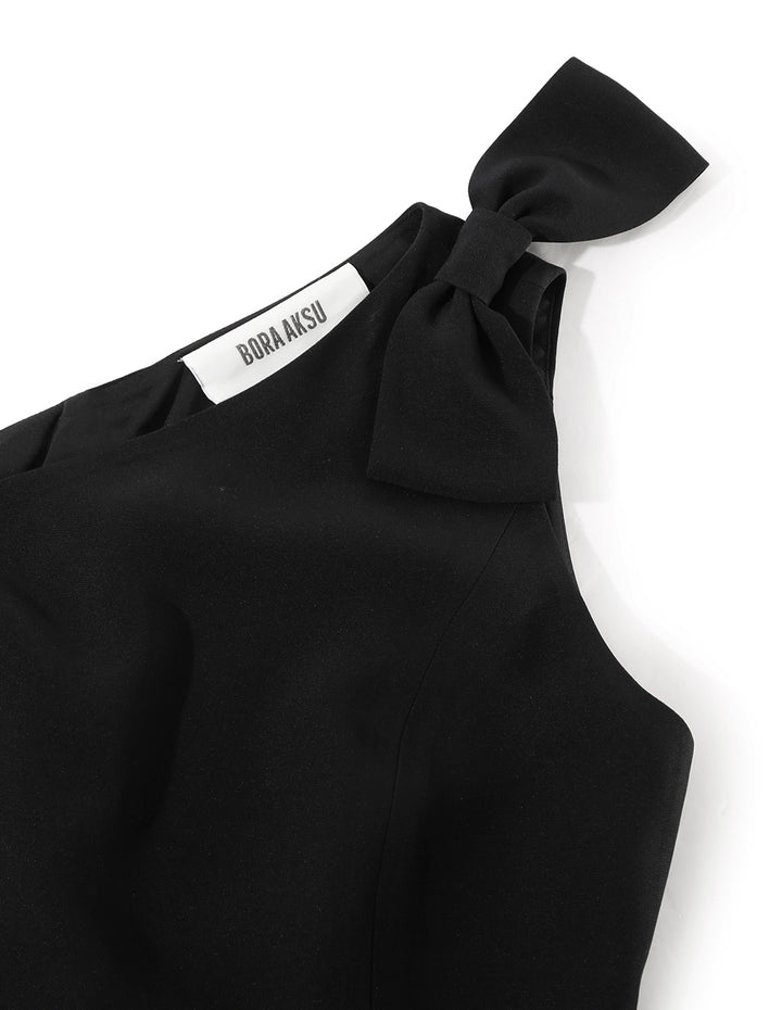 BORA AKSU Off shoulder black tie dress