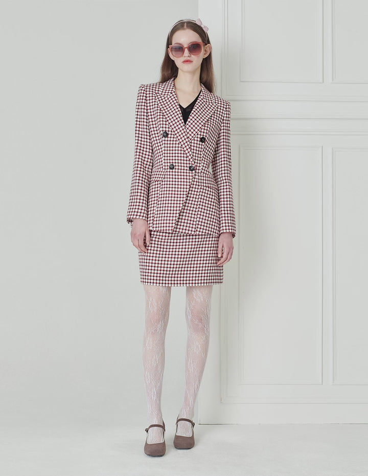 BORA AKSU Checked Lapel Double-Breasted Blazer