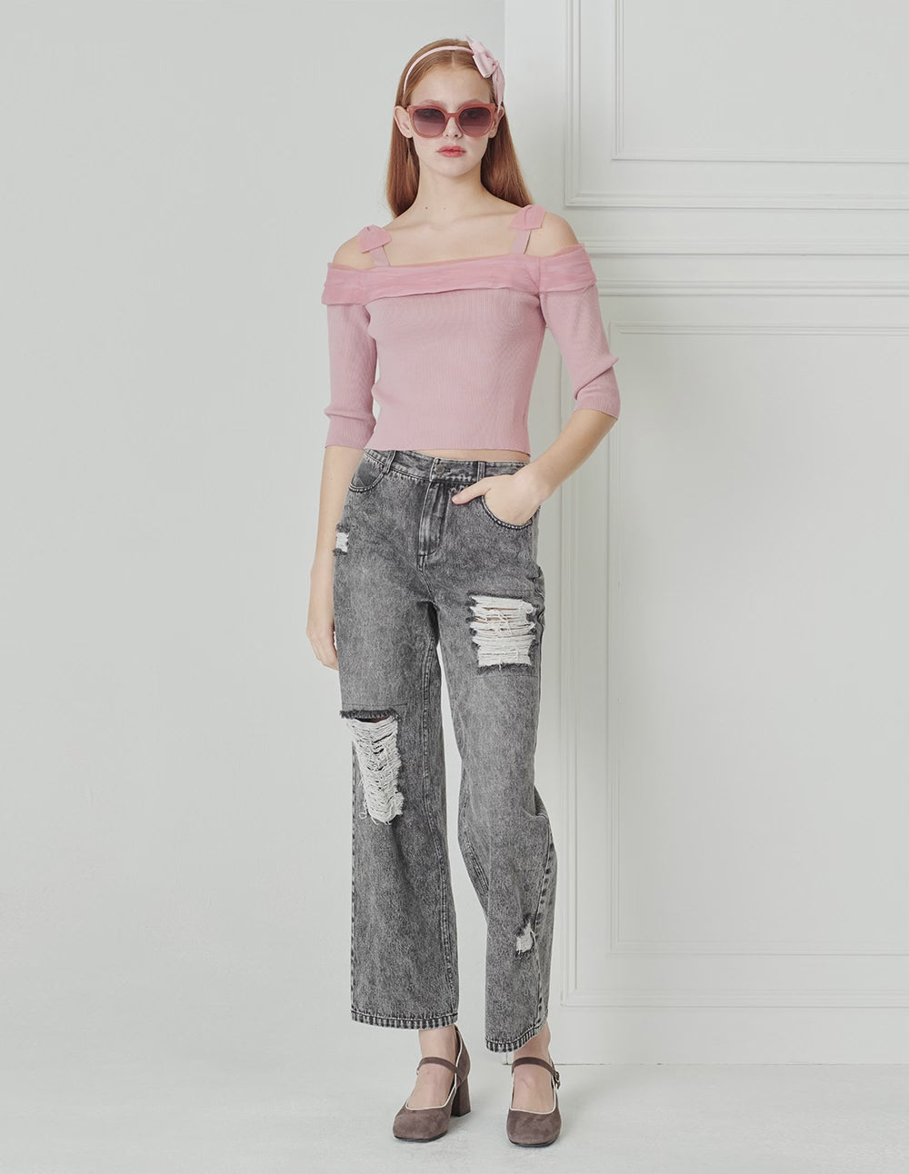 BORA AKSU Ripped Straight Wash Jeans