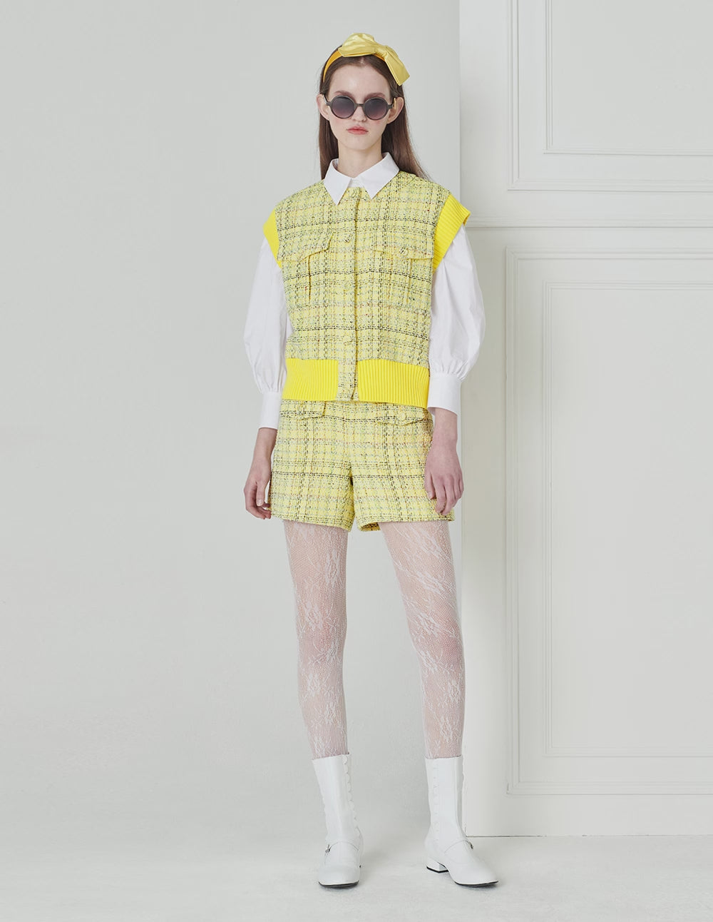 BORA AKSU Sharp Lemon Tweed Suit Shorts