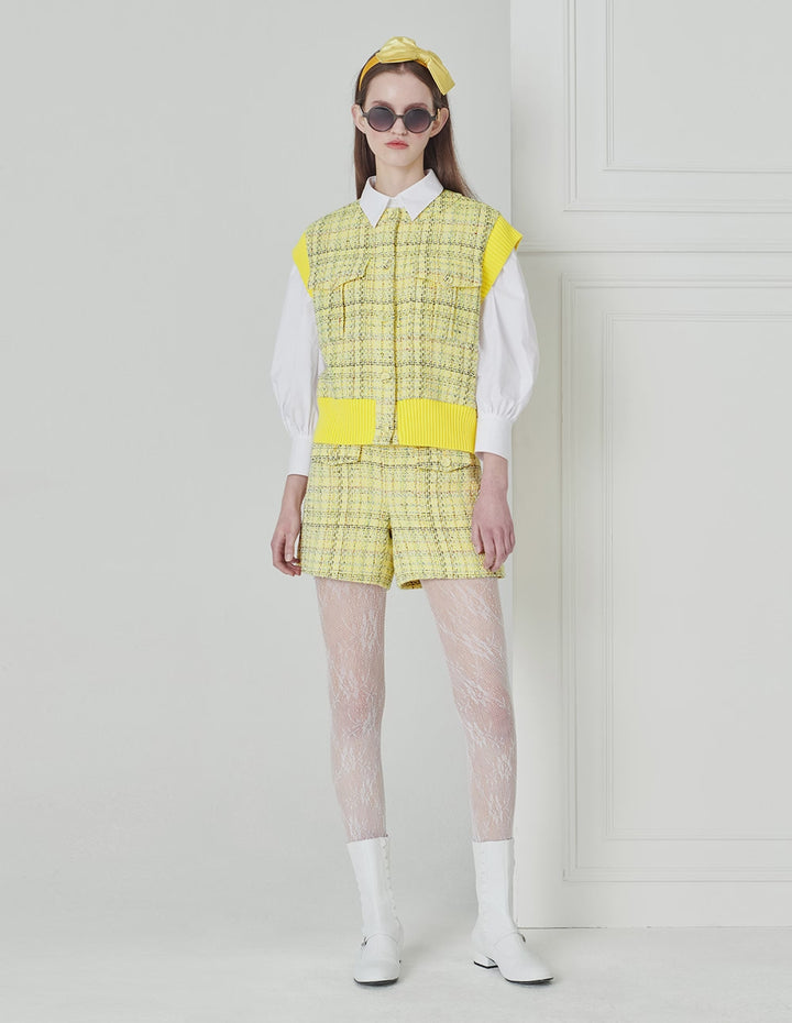 BORA AKSU Sharp Lemon Tweed Suit Shorts