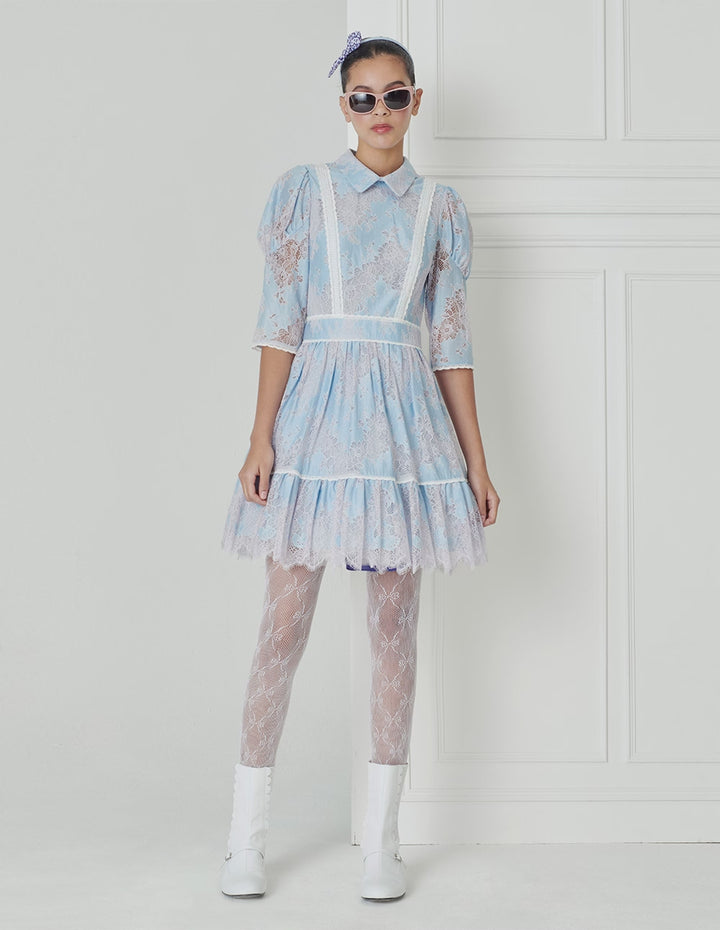 BORA AKSU French Court Peter Wind Neck Lace Dress